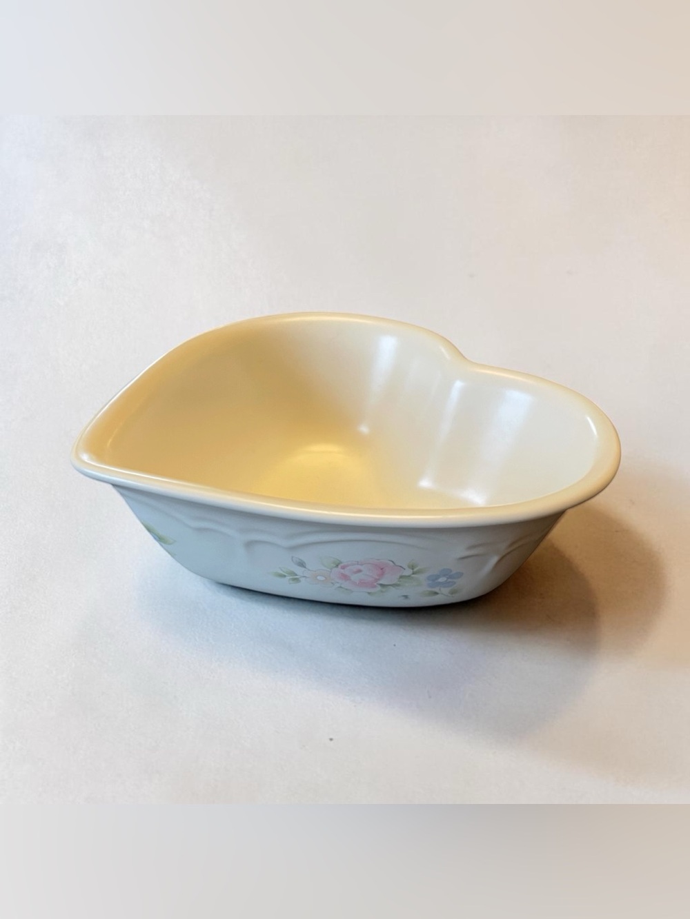 Vtg Pfaltzgraff Heart Shaped Bowl\Serving Dish Tea Rose Floral 80’s Stoneware